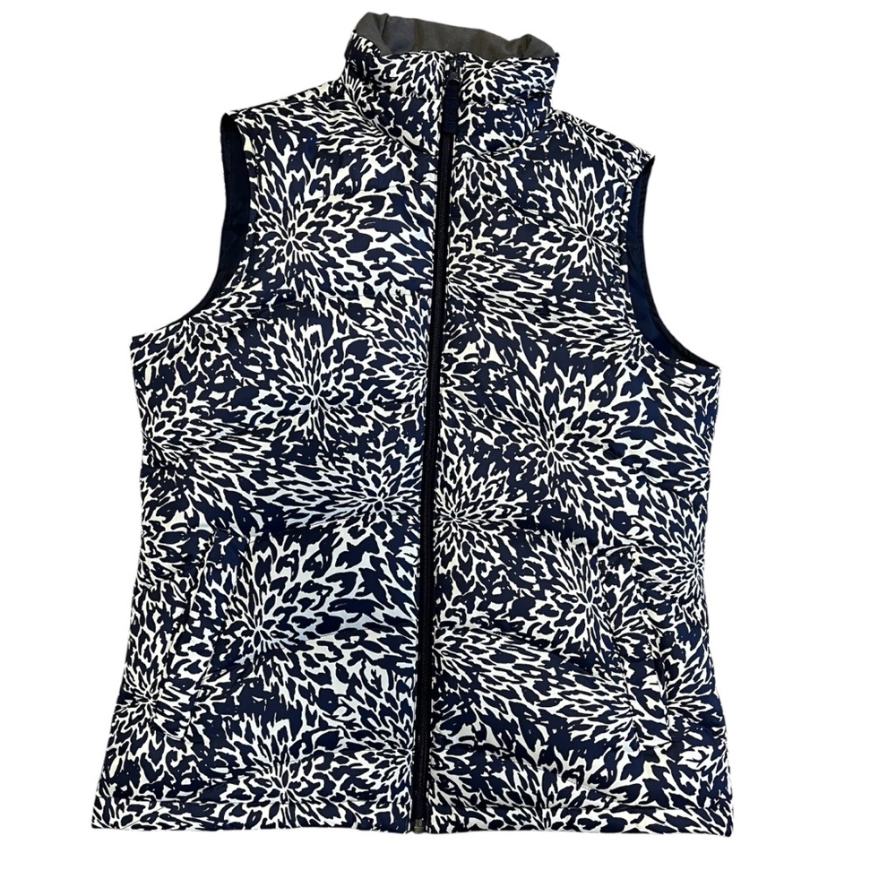 Lands' End Blue and White Down and Feather Filled Puffer Vest Size XS